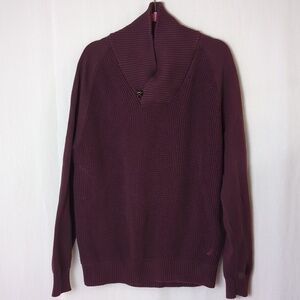 Nautica Pullover Sweater Shawl Collar XL Maroon
